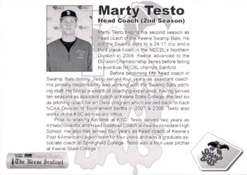 2009 Keene Swamp Bats #NNO Marty Testo Back