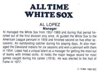 1980 TCMA All Time Chicago White Sox - Black Back #3 Al Lopez Back