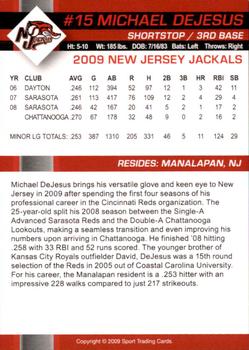 2009 New Jersey Jackals #NNO Michael DeJesus Back