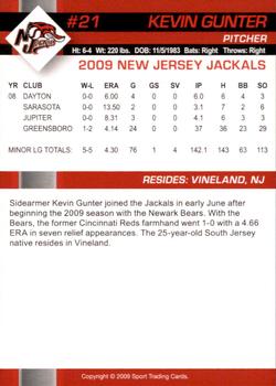 2009 New Jersey Jackals #NNO Kevin Gunter Back
