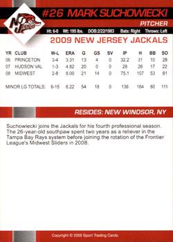 2009 New Jersey Jackals #NNO Mark Suchowiecki Back