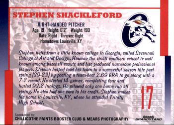 2009 Grandstand Chillicothe Paints #NNO Stephen Shackleford Back