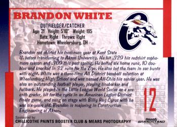 2009 Grandstand Chillicothe Paints #NNO Brandon White Back