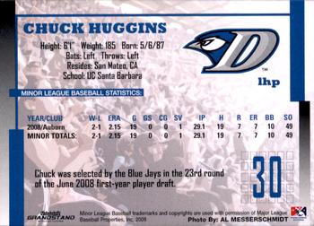 2009 Grandstand Dunedin Blue Jays #NNO Chuck Huggins Back