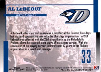 2009 Grandstand Dunedin Blue Jays #NNO Al LeBeouf Back