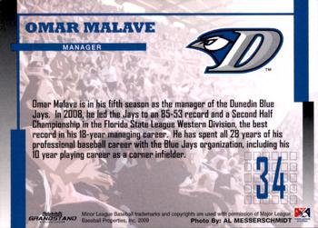 2009 Grandstand Dunedin Blue Jays #NNO Omar Malave Back