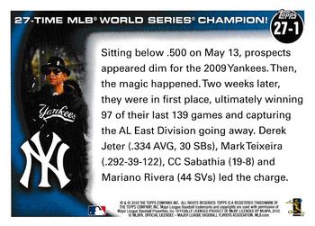 2010 Topps New York Yankees Ring Ceremony #27-1 Mariano Rivera Back