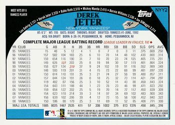 2009 Topps - New York Yankees #NYY2 Derek Jeter Back