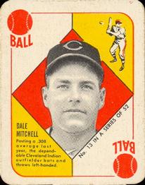 1951 Topps Red Backs #13 Dale Mitchell Front