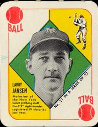 1951 Topps Red Backs #21 Larry Jansen Front
