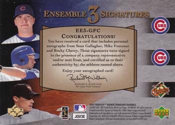 2007 Upper Deck Exquisite Collection Rookie Signatures - Ensemble Triple Signatures #EE3-GFC Sean Gallagher / Mike Fontenot / Rocky Cherry Back