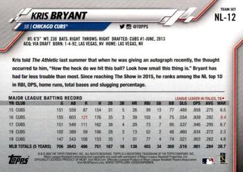 2020 Topps National League Standouts #NL-12 Kris Bryant Back