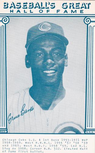 1977 Baseball's Great Hall of Fame Exhibits - Blue #NNO Ernie Banks Front