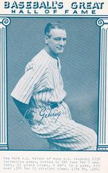 1977 Baseball's Great Hall of Fame Exhibits - Blue #NNO Lou Gehrig Front