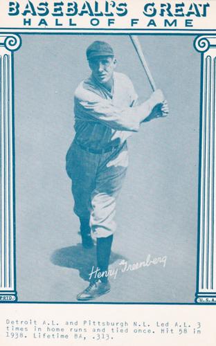 1977 Baseball's Great Hall of Fame Exhibits - Blue #NNO Hank Greenberg Front