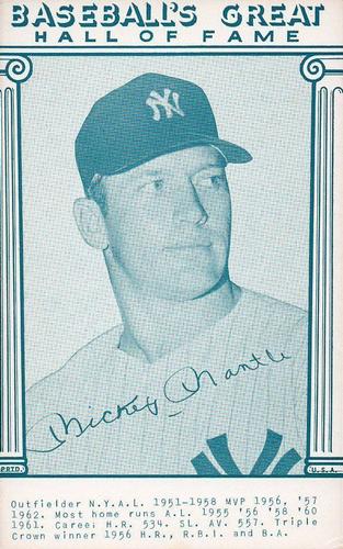1977 Baseball's Great Hall of Fame Exhibits - Blue #NNO Mickey Mantle Front