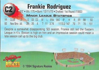 1994 Signature Rookies - Consolidated Promos #C2 Frankie Rodriguez Back