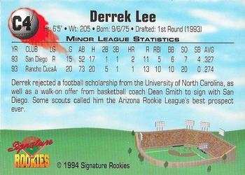 1994 Signature Rookies - Consolidated Promos #C4 Derrek Lee Back