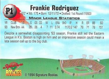 1994 Signature Rookies - Consolidated Promos #P1 Frankie Rodriguez Back