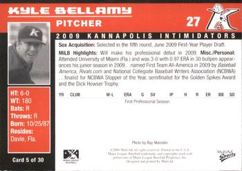 2009 MultiAd Kannapolis Intimidators Set B #5 Kyle Bellamy Back