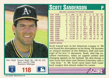 1991 Score - Promos #118 Scott Sanderson Back