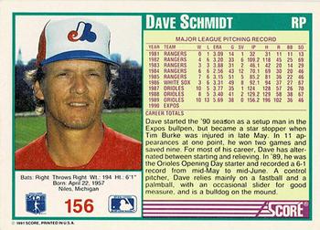 1991 Score - Promos #156 Dave Schmidt Back