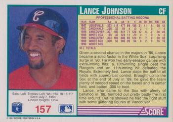 1991 Score - Promos #157 Lance Johnson Back