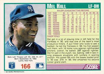 1991 Score - Promos #166 Mel Hall Back