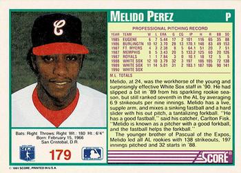 1991 Score - Promos #179 Melido Perez Back