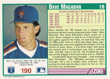 1991 Score - Promos #190 Dave Magadan Back