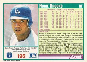 1991 Score - Promos #196 Hubie Brooks Back