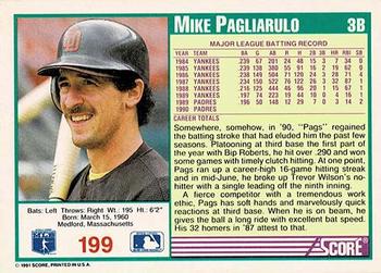 1991 Score - Promos #199 Mike Pagliarulo Back