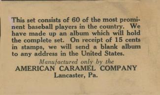 1927 American Caramel E126 #45 Wm. C. Jacobson Back
