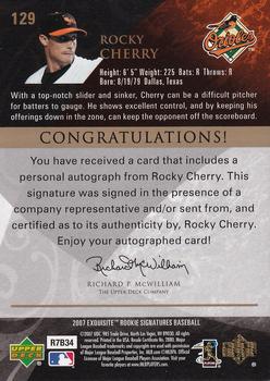 2007 Upper Deck Exquisite Collection Rookie Signatures - Gold #129 Rocky Cherry Back