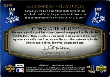 2007 Upper Deck Exquisite Collection Rookie Signatures - Reflections Autographs Silver Ink #REF-AB Alex Gordon / Billy Butler Back