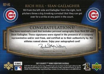2007 Upper Deck Exquisite Collection Rookie Signatures - Reflections Autographs Silver Spectrum #REF-HG Rich Hill / Sean Gallagher Back