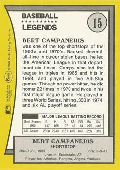 1990 Pacific Legends - Glossy #15 Bert Campaneris Back