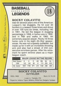1990 Pacific Legends - Glossy #18 Rocky Colavito Back