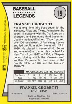 1990 Pacific Legends - Glossy #19 Frankie Crosetti Back
