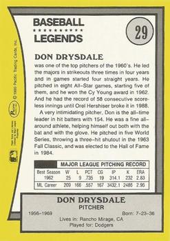 1990 Pacific Legends - Glossy #29 Don Drysdale Back