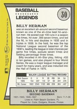 1990 Pacific Legends - Glossy #30 Billy Herman Back
