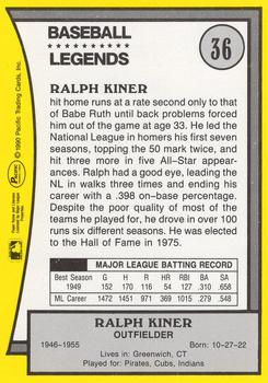 1990 Pacific Legends - Glossy #36 Ralph Kiner Back