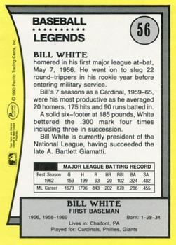 1990 Pacific Legends - Glossy #56 Bill White Back
