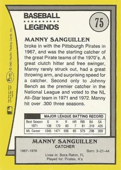 1990 Pacific Legends - Glossy #75 Manny Sanguillen Back