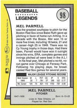 1990 Pacific Legends - Glossy #98 Mel Parnell Back