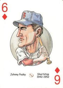 2005 Hero Decks Boston Red Sox Baseball Heroes Playing Cards (1st Edition) #6♦ Johnny Pesky Front