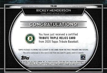2020 Topps Tribute - Triple Relics #TTR-RH Rickey Henderson Back