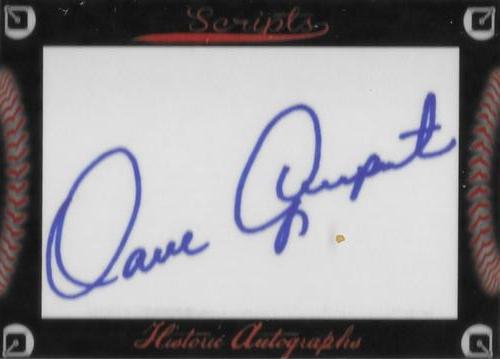 2017 Historic Autographs Scripts #NNO Dave Gumpert Front