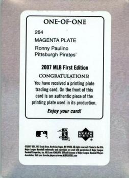 2007 Upper Deck First Edition - Printing Plates Magenta #264 Ronny Paulino Back