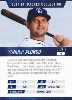 2014 Jr. San Diego Padres Collection #NNO Yonder Alonso Back